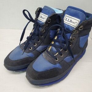 LL Bean Women's Blue Black Suede Nylon Insulated Hiking Boots Size 8D